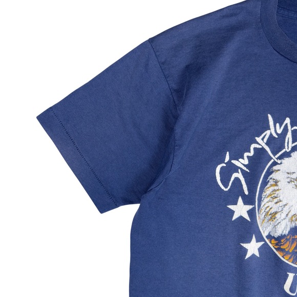 Vintage 80s USA Eagle Graphic T Shirt Men's XL Blue Made in USA Patriotic‎ - Picture 6 of 10